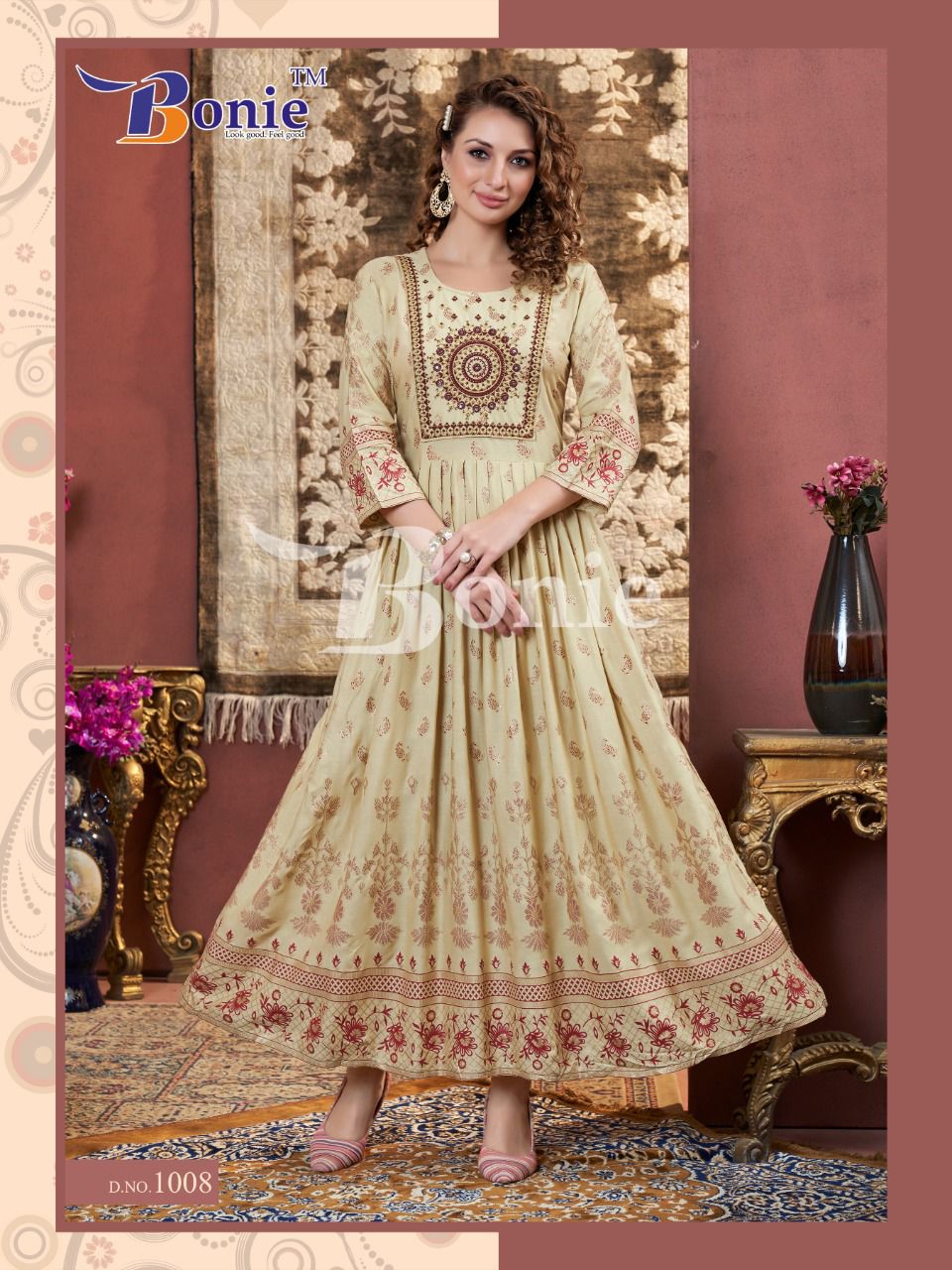 Bonie Lalila Rayon Printed Fancy Festival Wear Anarkali Long Kurti Collection